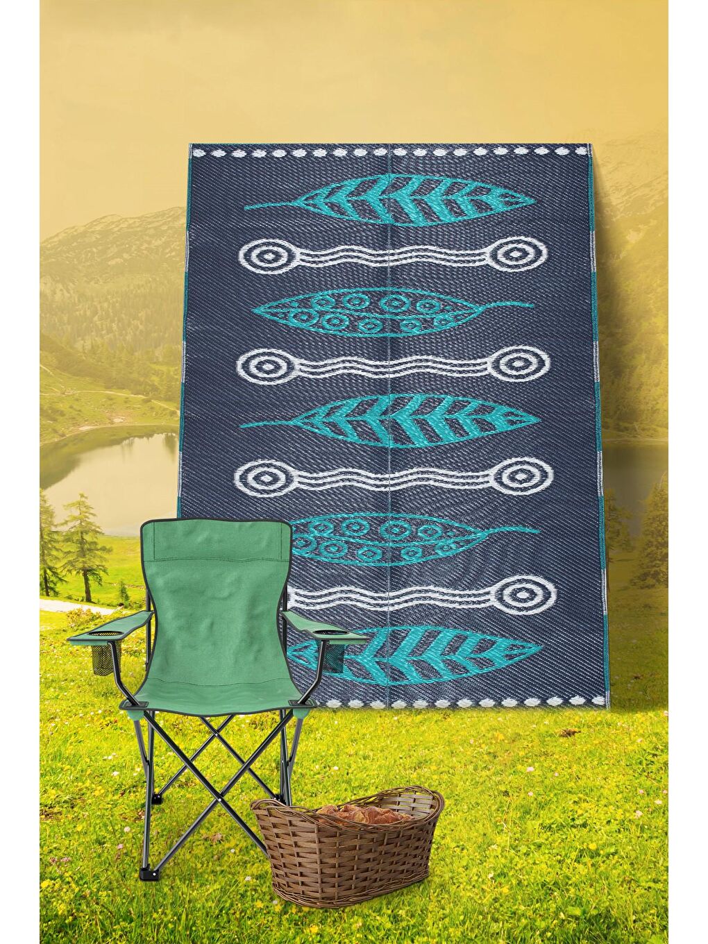 Yeşil Savana 8809 Hasır Mat Savan Halı-150x210-1