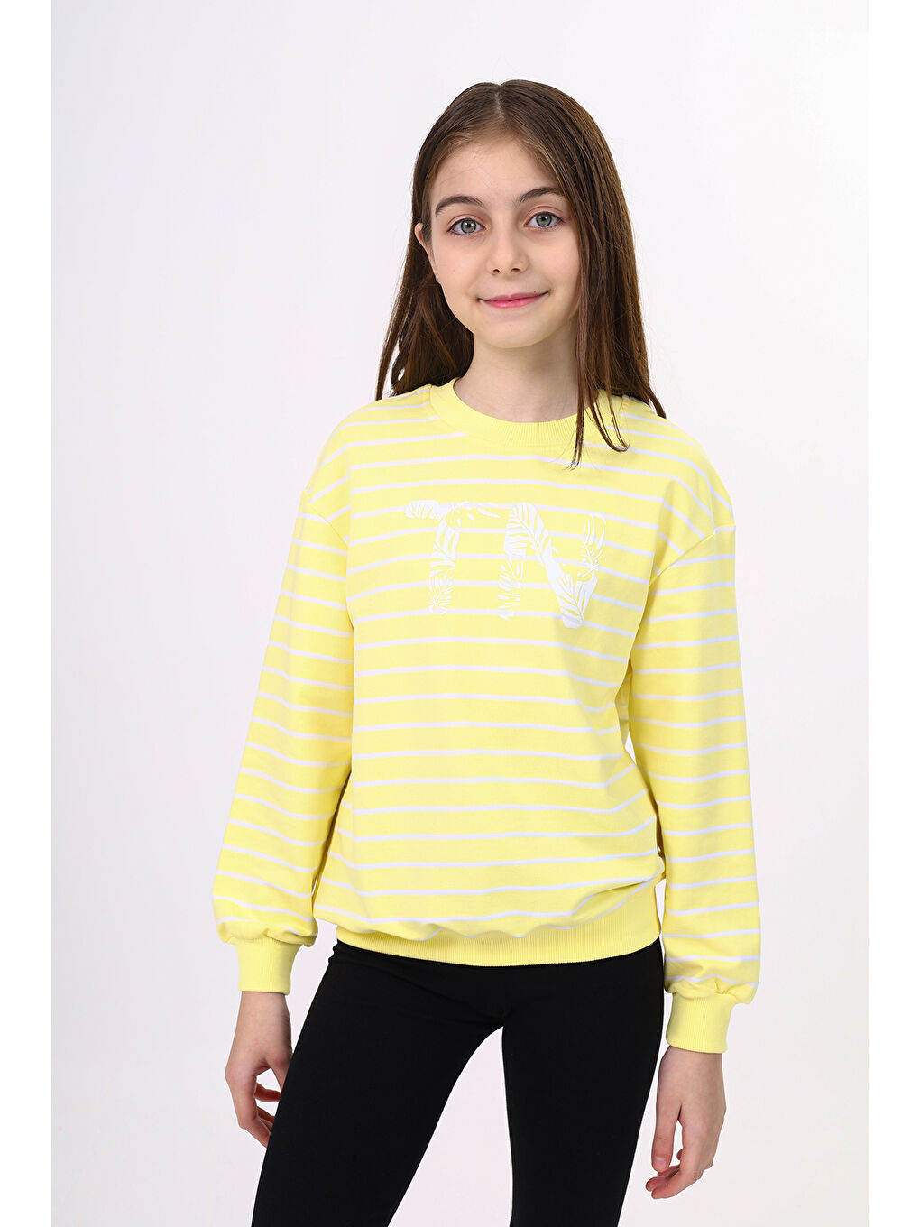 Toontoykids Sarı Kız Çocuk Çizgili Sweatshirt