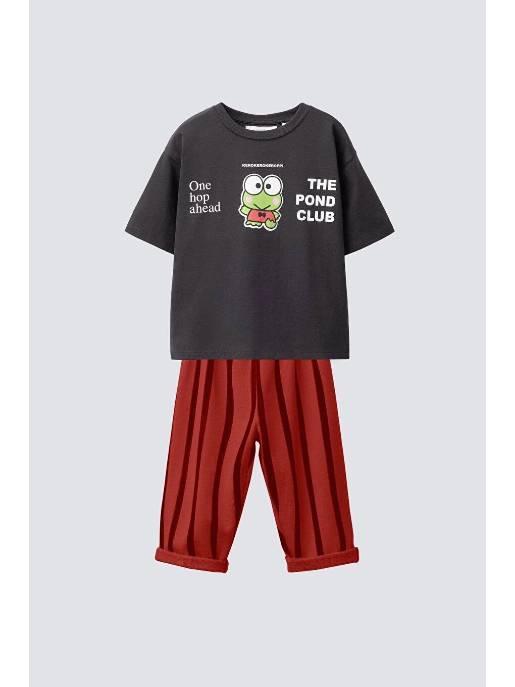 Antrasit Erkek Çocuk Baskılı Pamuklu Jogger Pantolonlu Altüst Takım-1