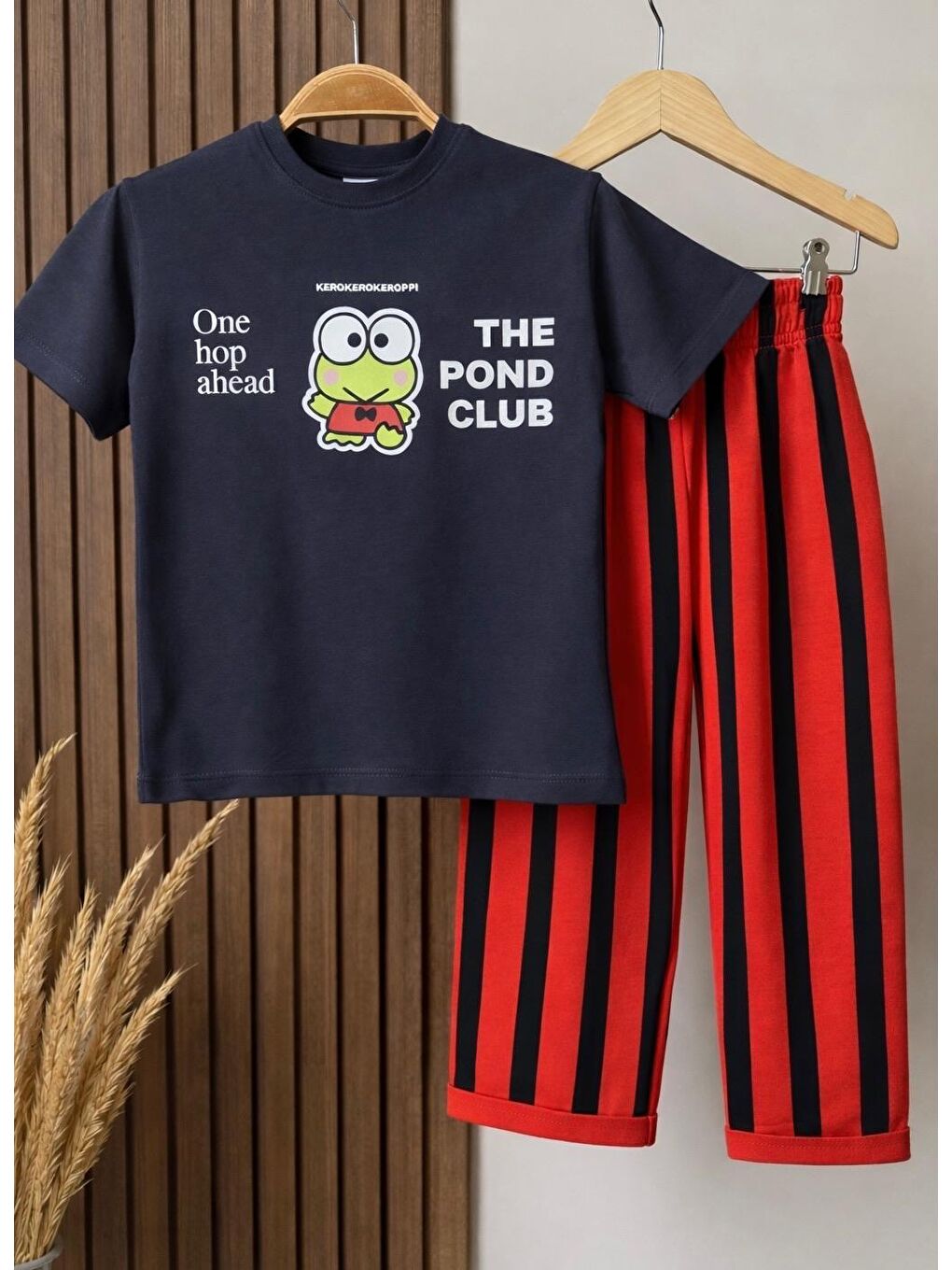 Antrasit Erkek Çocuk Baskılı Pamuklu Jogger Pantolonlu Altüst Takım-2