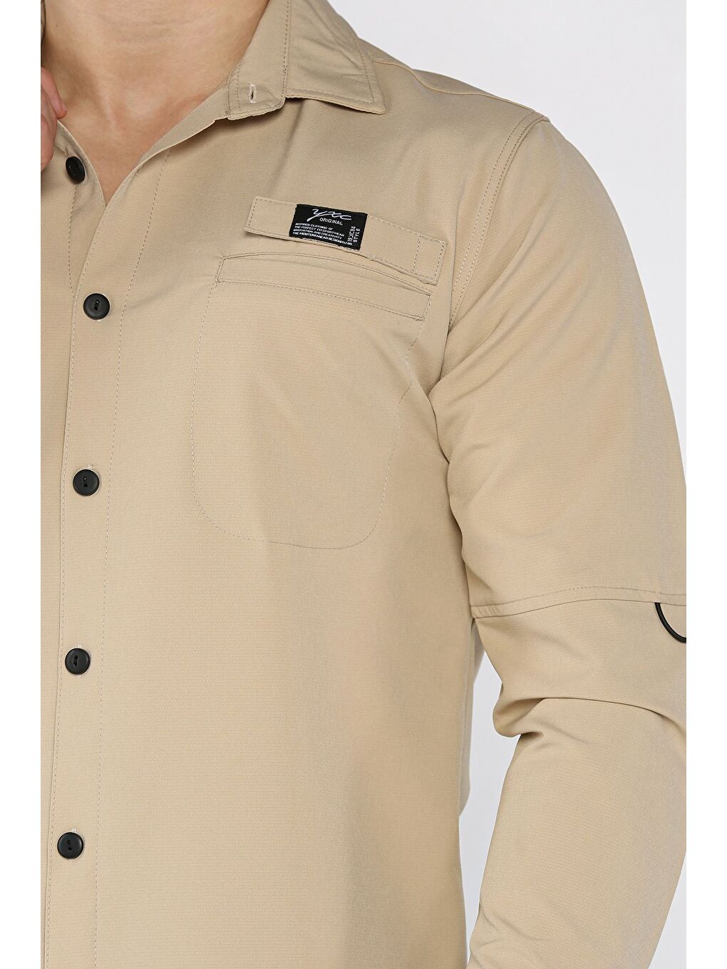 Bej Erkek Çift Cepli Gömlek-3