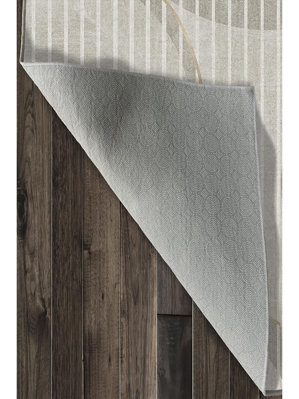 Bej Özel Tasarım, Kaymaz Taban, İnce, Yıkanabilir, Modern Halı WOOKECE1501 60x100-6