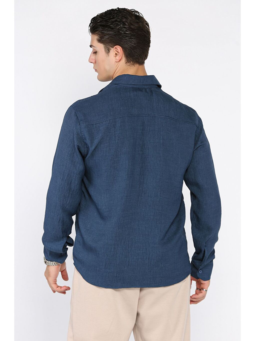 Lacivert Erkek Ön Düğmeli Gömlek-2