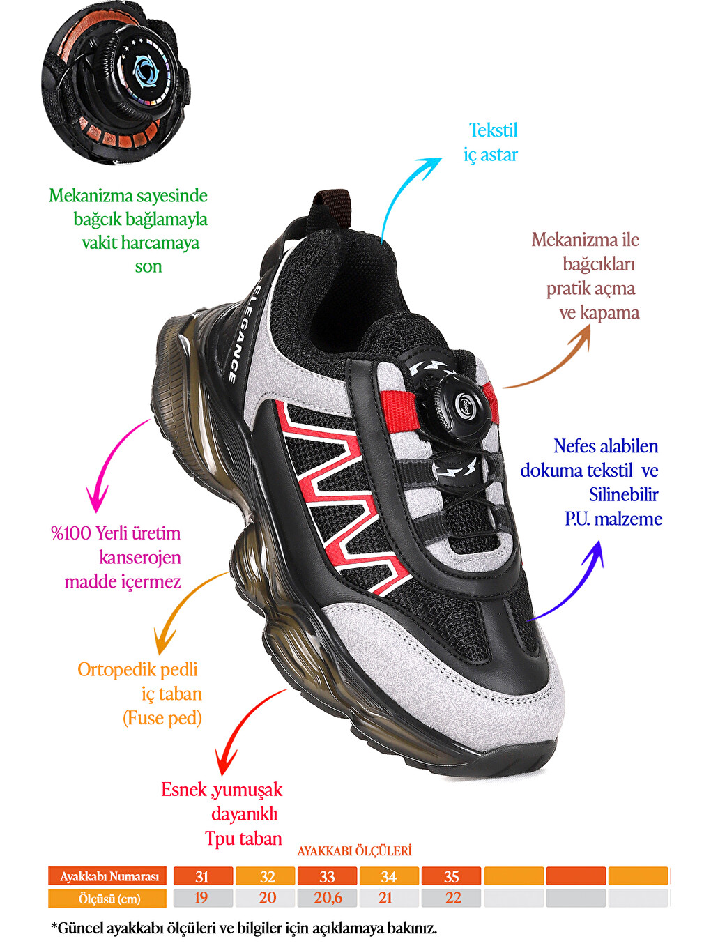Siyah Vortex Günlük Şeffaf Taban Erkek Çocuk Spor Ayakkabı-1
