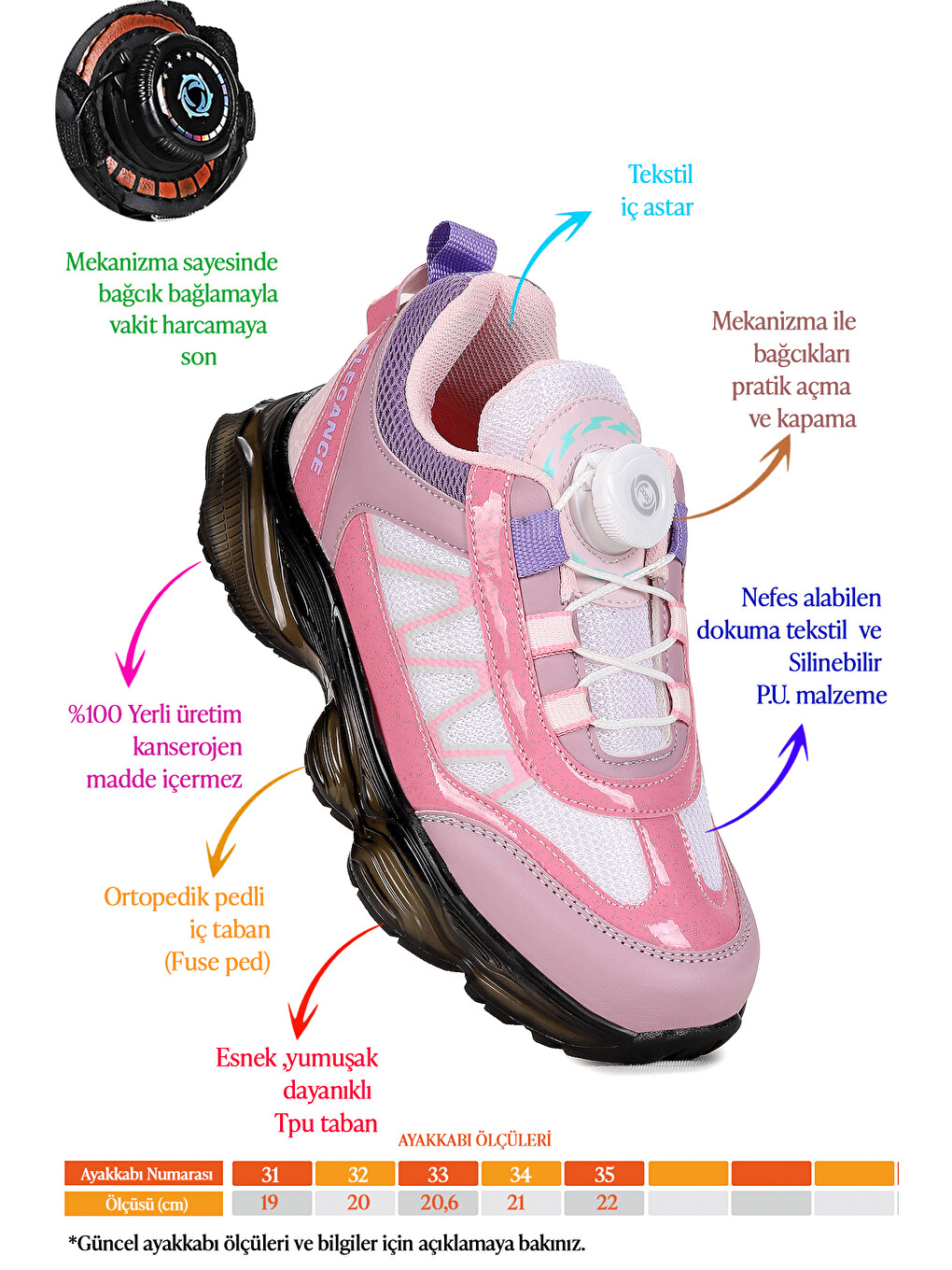 Pembe Vortex Günlük Şeffaf Taban Kız Çocuk Spor Ayakkabı-1