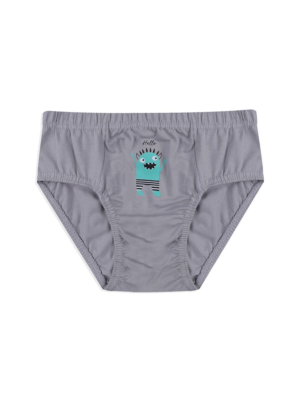 Gri Erkek Çocuk 3'lü Sevimli Dinazor Baskılı Slip-2