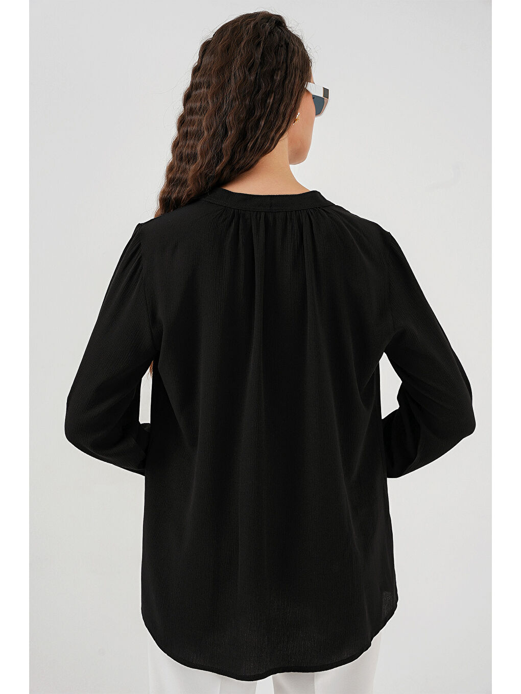 Kadın Nakışlı Örme Bluz 941 - Siyah-5