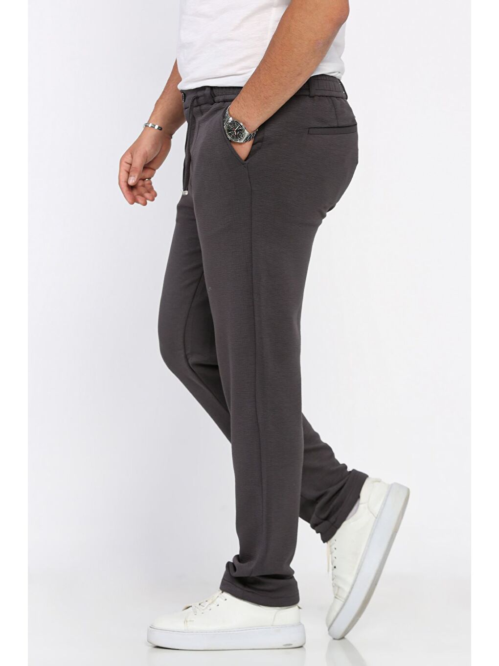 Gri Bel Lastikli Jogger Pantolon-1