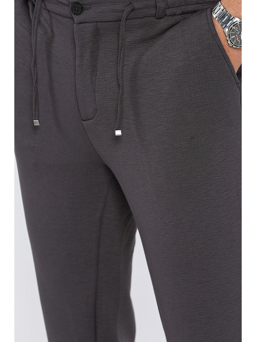Gri Bel Lastikli Jogger Pantolon-3