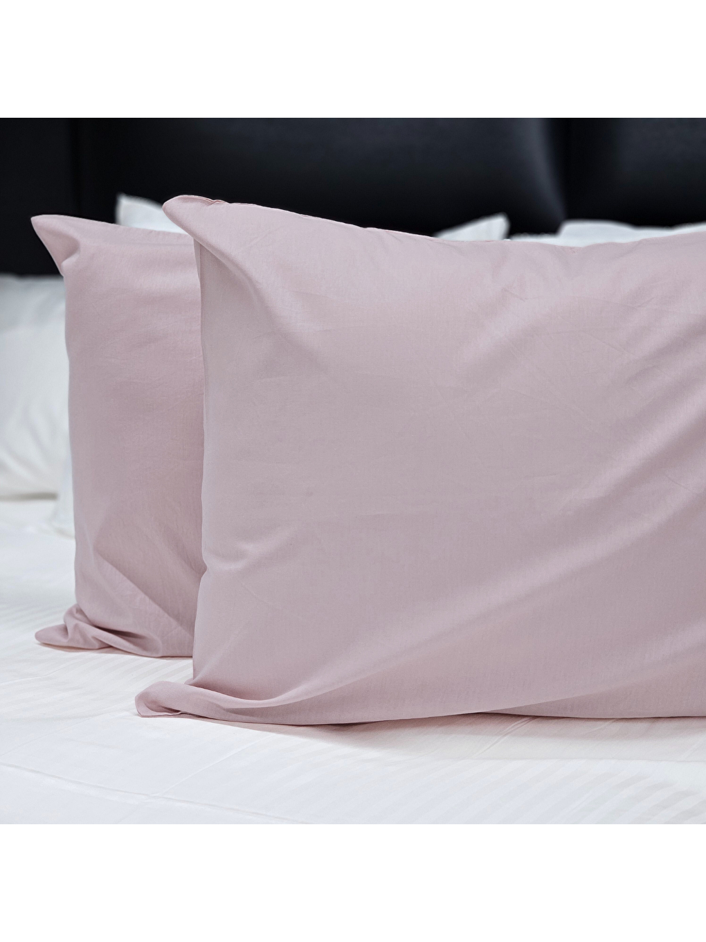 Rossav Home Toz Pembe Düz Renk Pamuklu 2'li Yastık Kılıfı 50x70 - 1