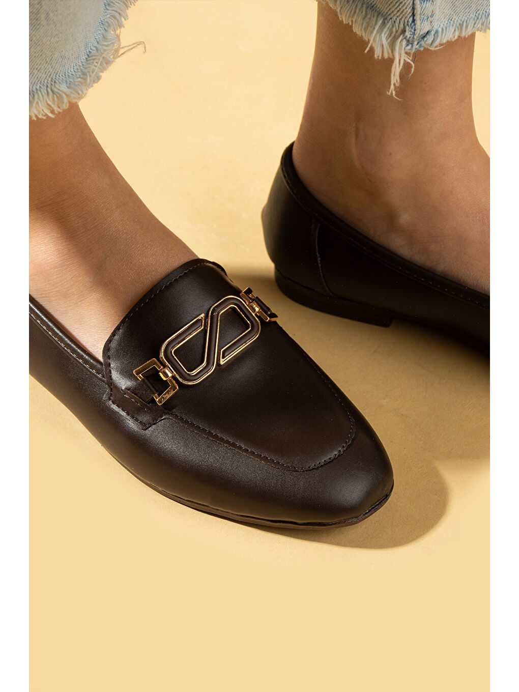 Kahverengi Toka Detaylı Anatomik Taban Kadın Babet 57-35-25-1