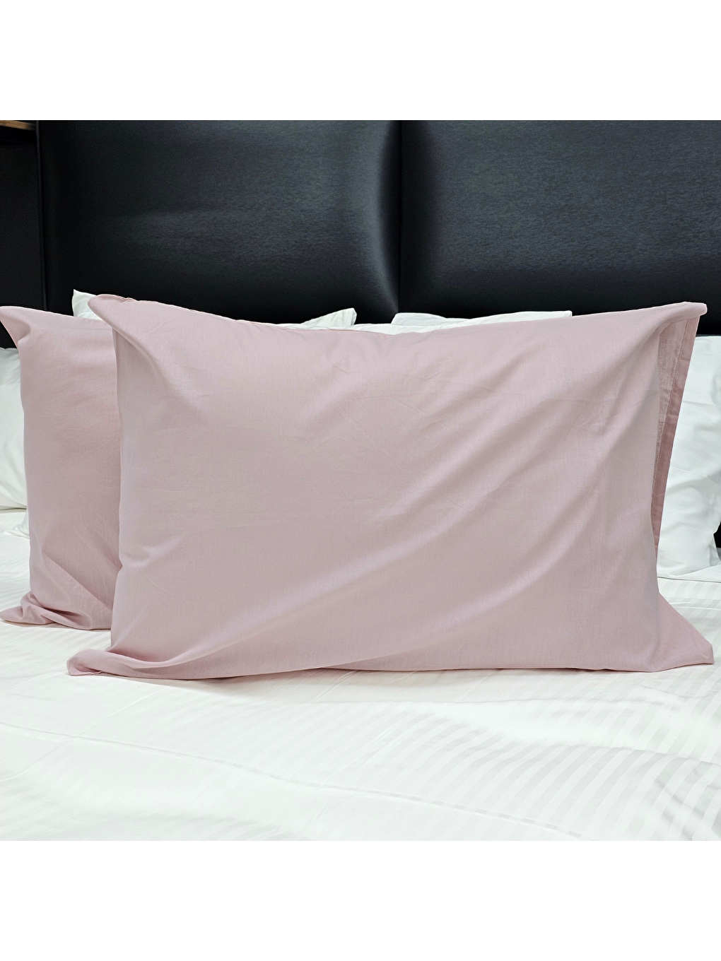 Rossav Home Toz Pembe Düz Renk Pamuklu 2'li Yastık Kılıfı 50x70 - 2