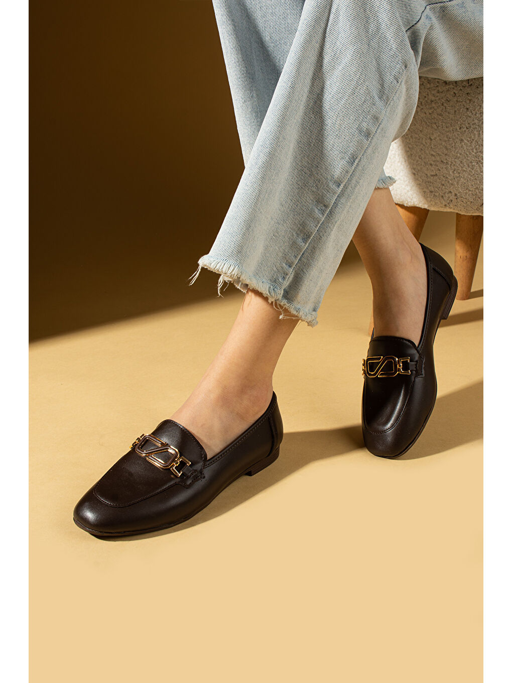 Kahverengi Toka Detaylı Anatomik Taban Kadın Babet 57-35-25-2