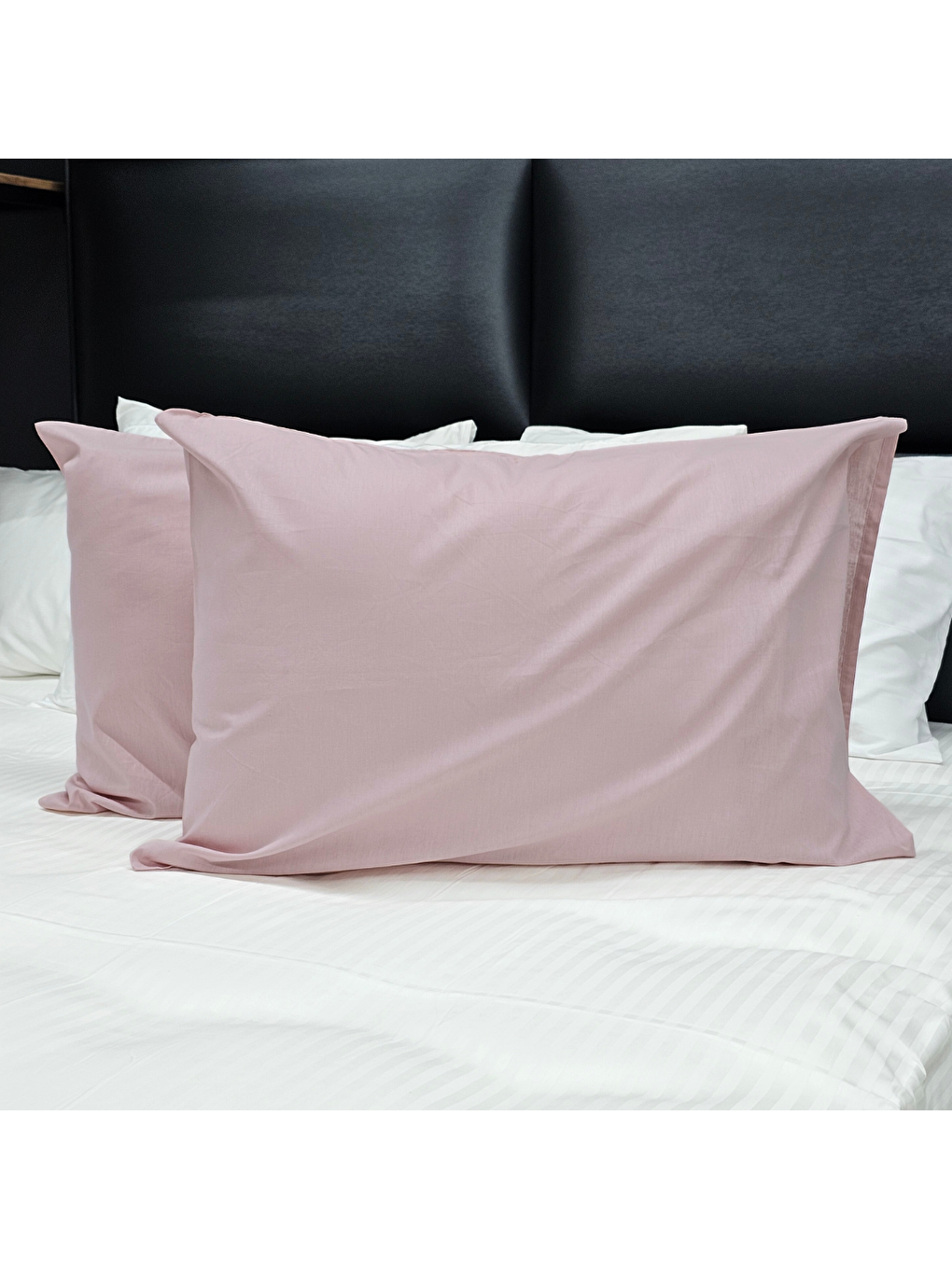 Rossav Home Toz Pembe Düz Renk Pamuklu 2'li Yastık Kılıfı 50x70 - 3