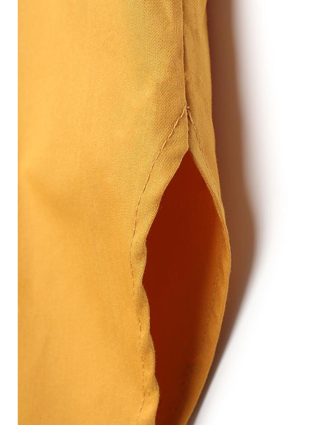 Sarı Hardal-%100 Pamuklu Hakim Yaka Tek Cepli Tunik-6