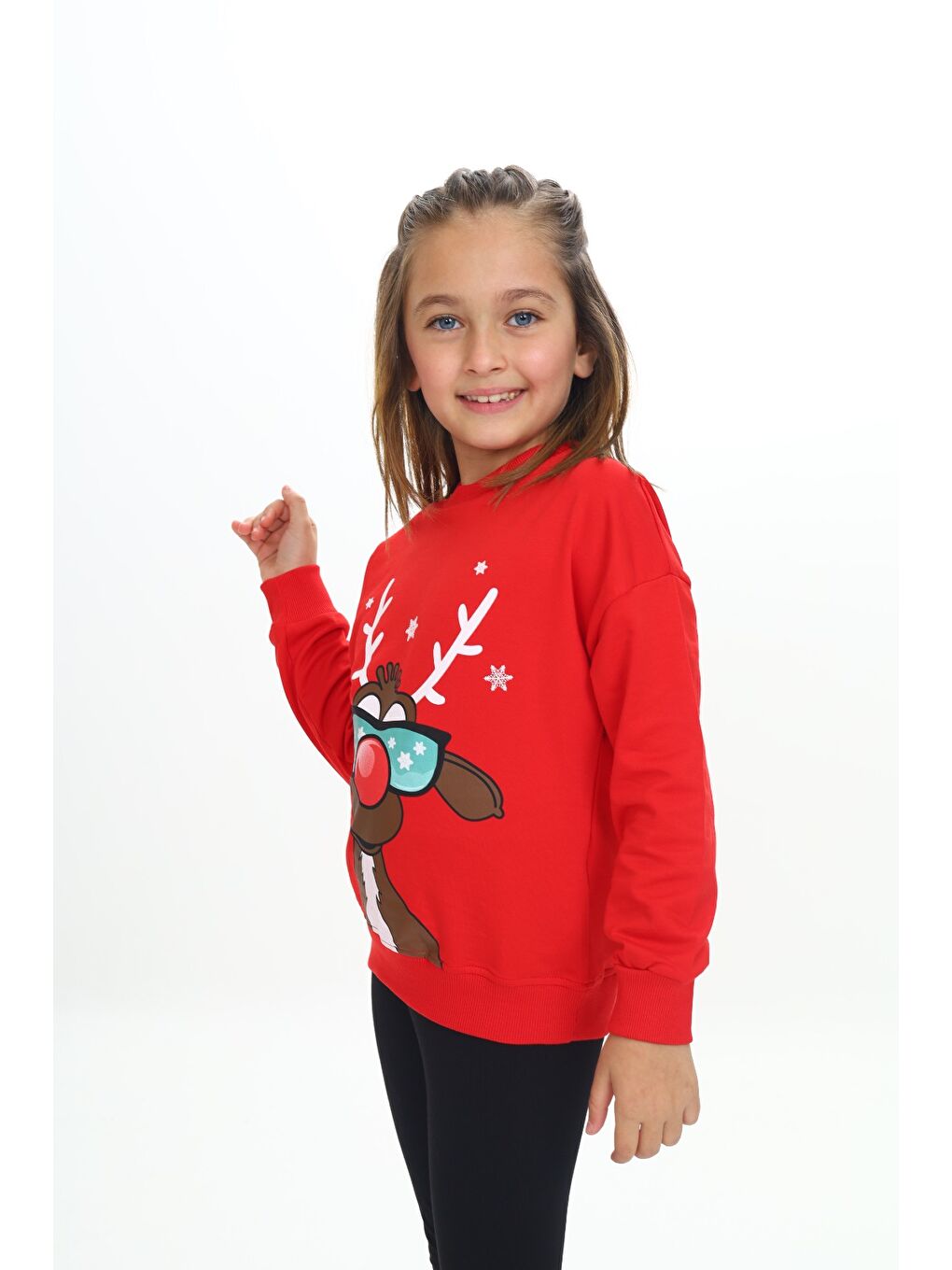 Toontoykids Kırmızı Kız Çocuk Baskılı Sweatshirt - 1