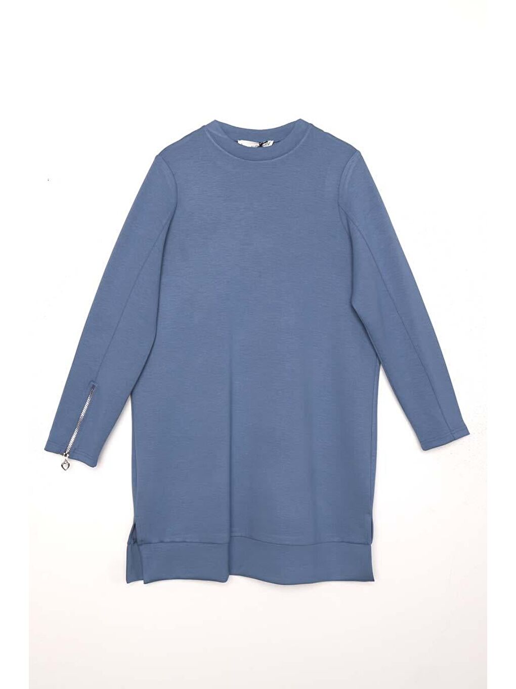 Mavi-Kolu Fermuarlı Tunik-5