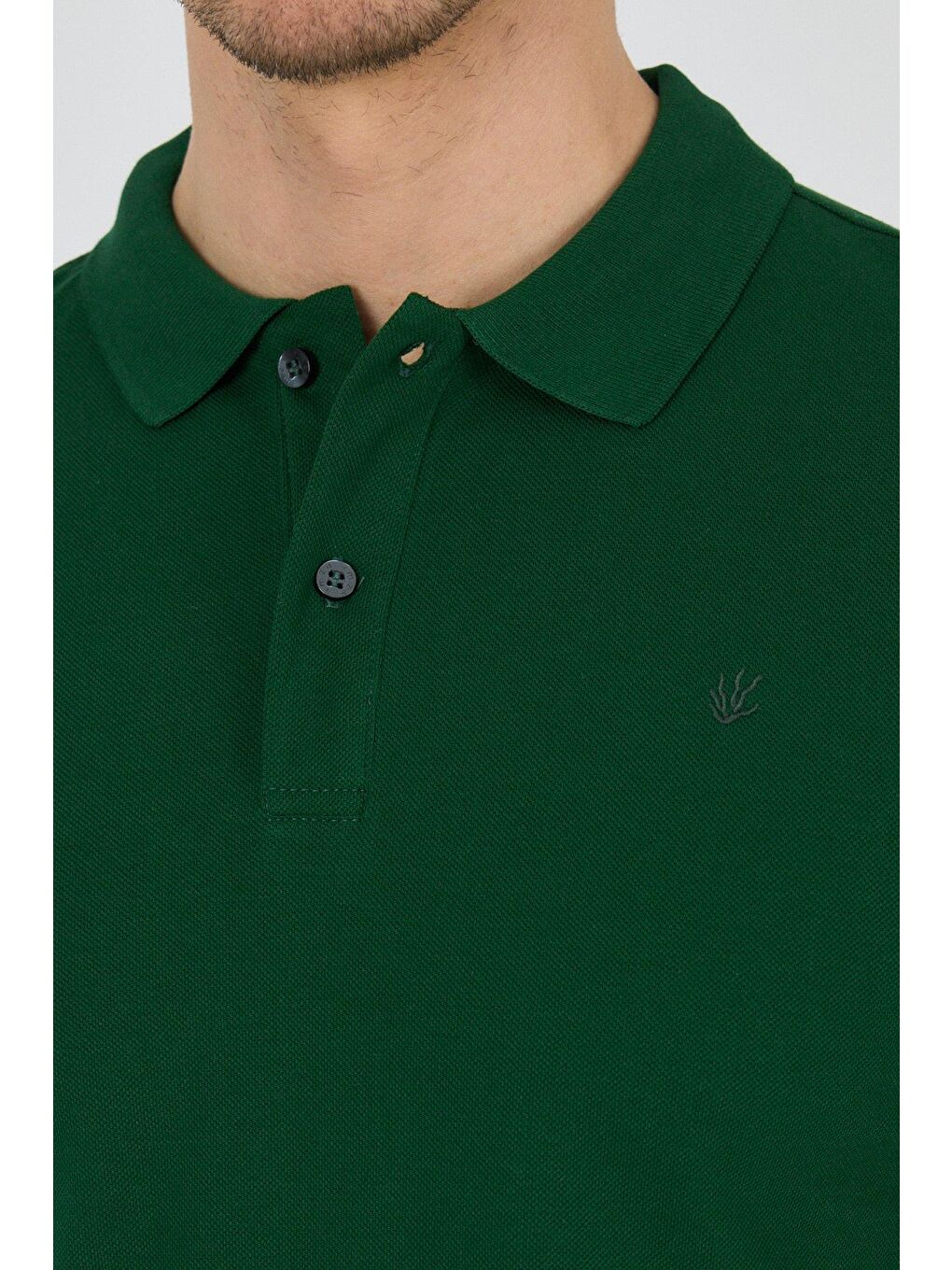 Koyu Yeşil Polo Yaka Kısa Kol Cepsiz Slim Fit Classic Pamuklu Tişört 1011250177-3