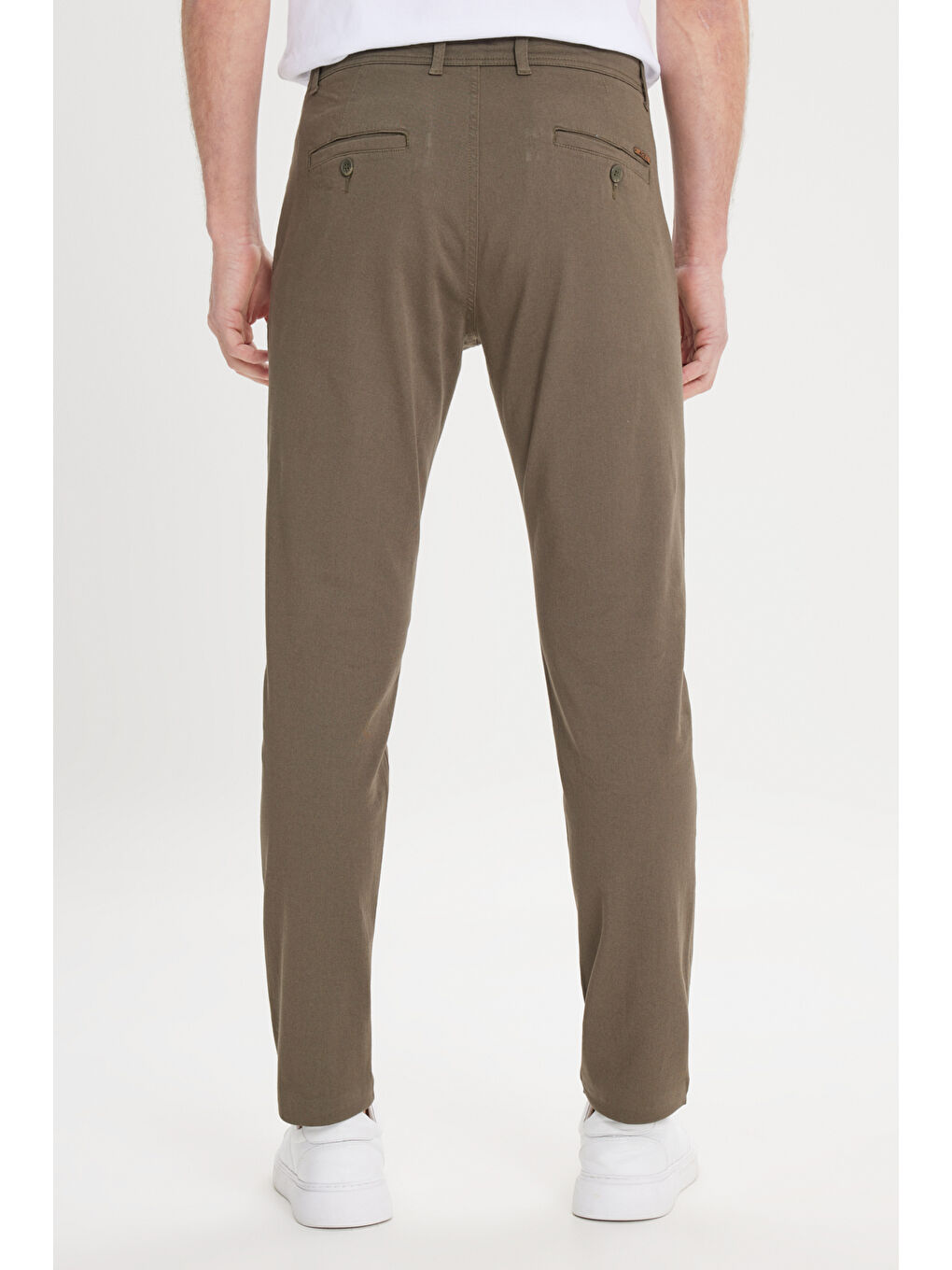 Erkek Haki Slim Fit Dar Kesim Yan Cep Pamuklu Esnek Chino Pantolon-6