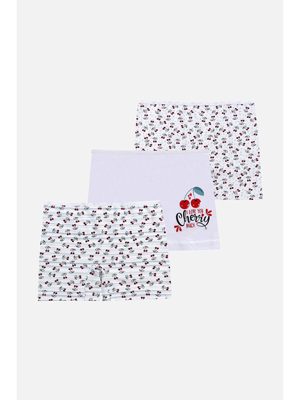 Kırmızı Kız Çocuk 3'lü Desenli Boxer