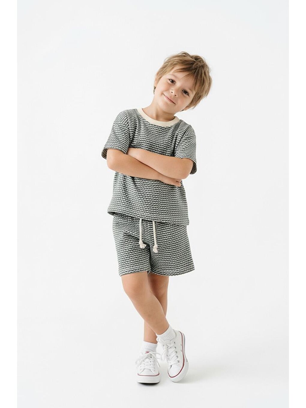 Haki Desenli Şort Tişört 2li Takım-4