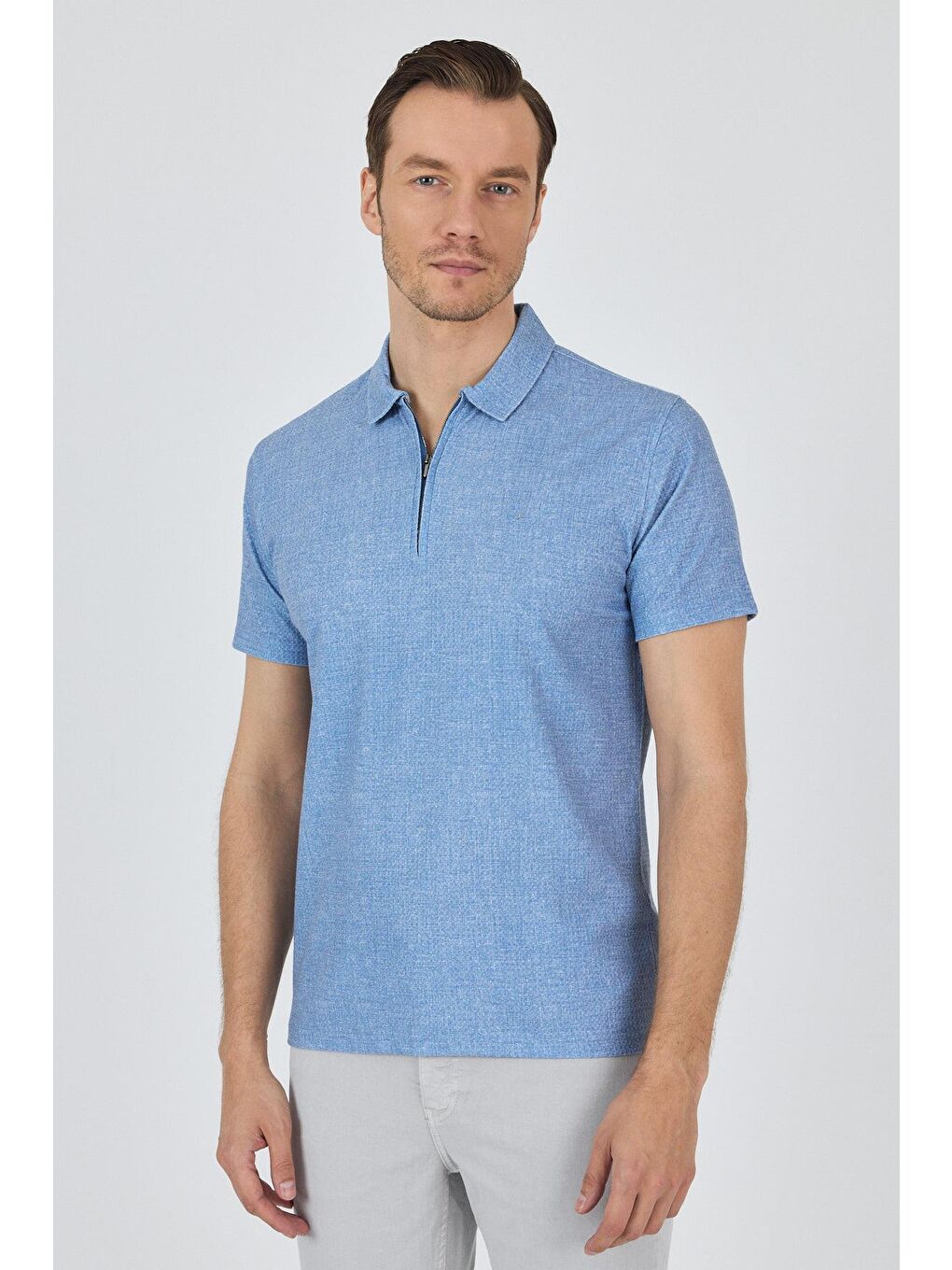 Mavi Polo Yaka Kısa Kol Cepsiz Slim Fit Classic Tişört 1011250176