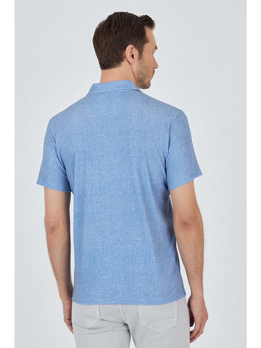 Mavi Polo Yaka Kısa Kol Cepsiz Slim Fit Classic Tişört 1011250176-4