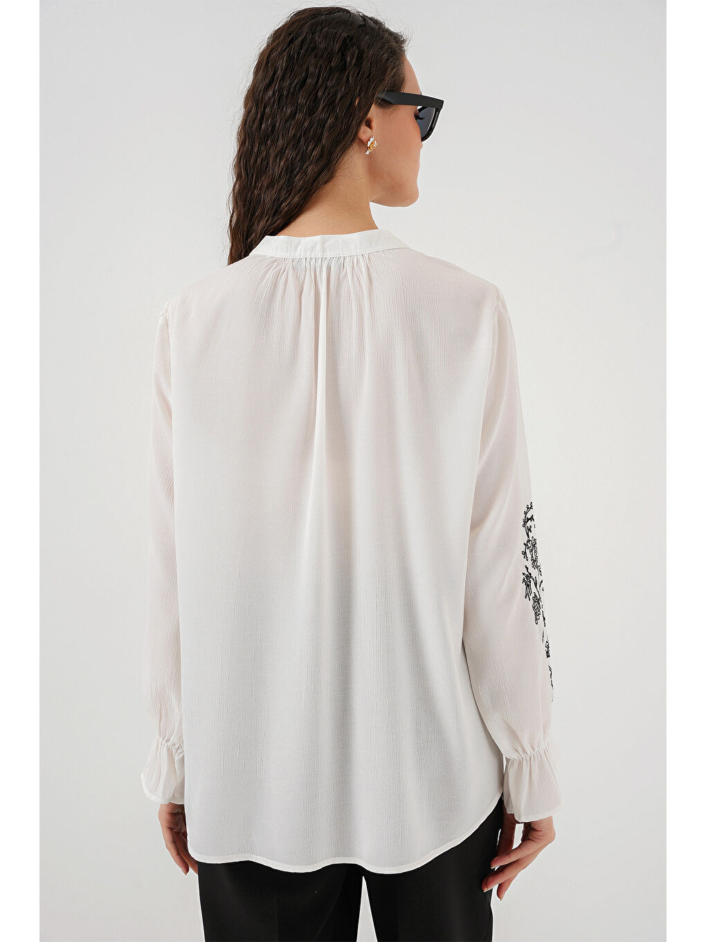 Kadın Nakışlı Örme Bluz 941 - Beyaz-4