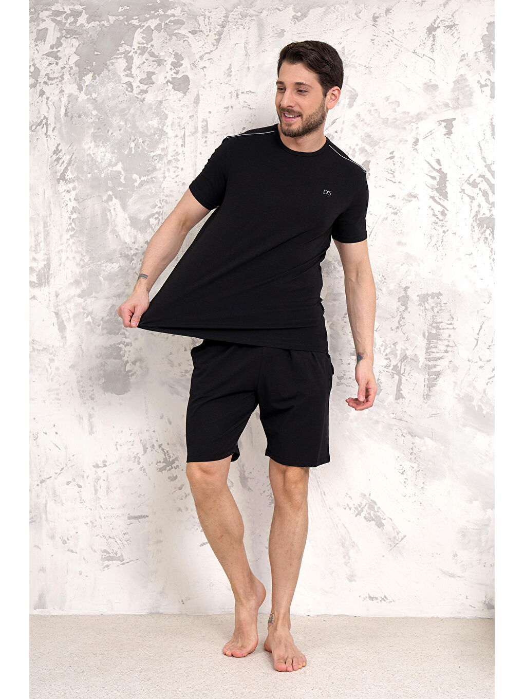 Siyah Maschio Pamuk Şort Takım SİYAH-4