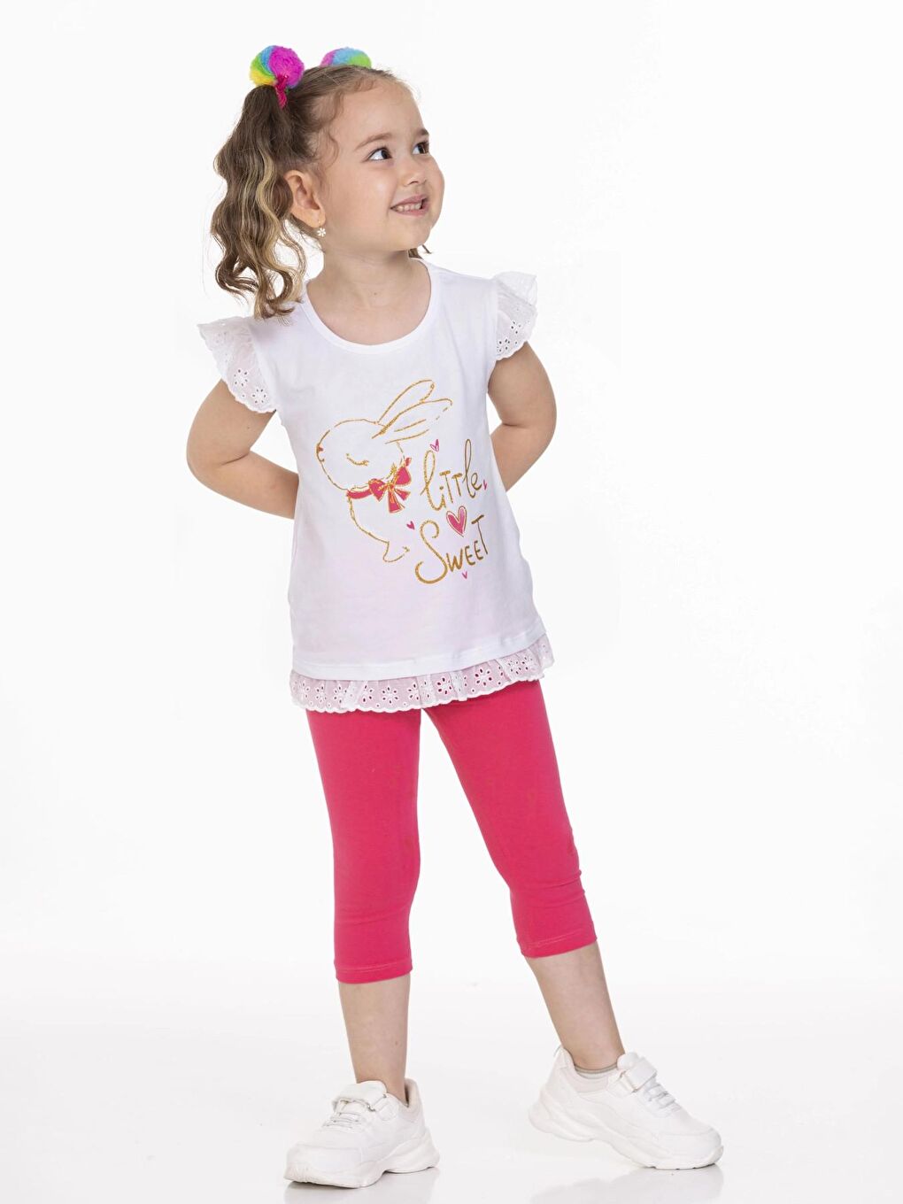 Fuşya Tavşan Baskılı Taytlı Takım 63117-2