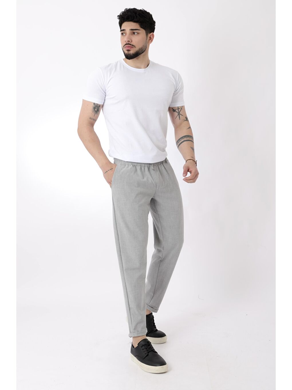 Stilkombin Gri Duble Paça Jogger Pantolon PLDP MH-23_0344 - 4