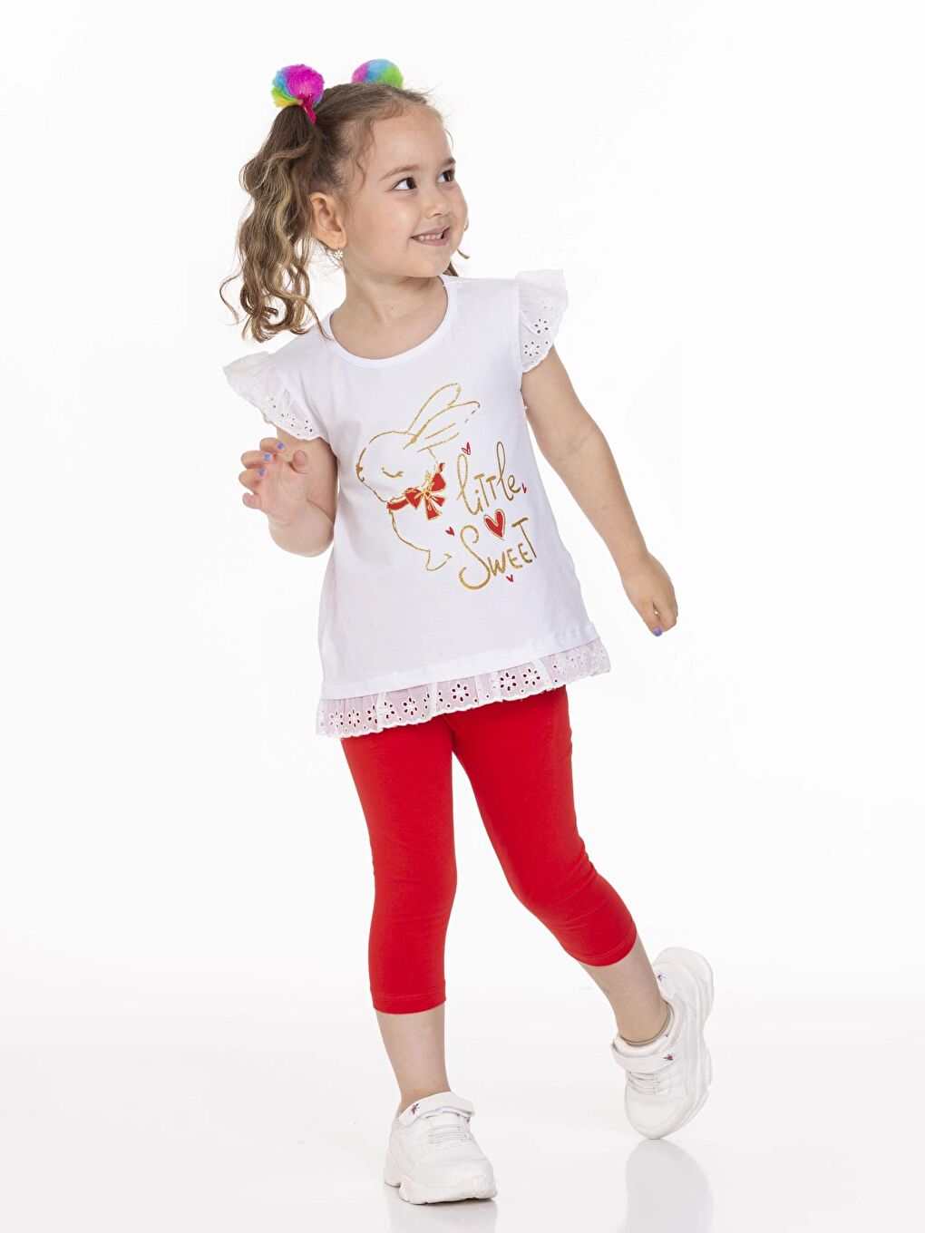 Kırmızı Tavşan Baskılı Taytlı Takım 63117-1