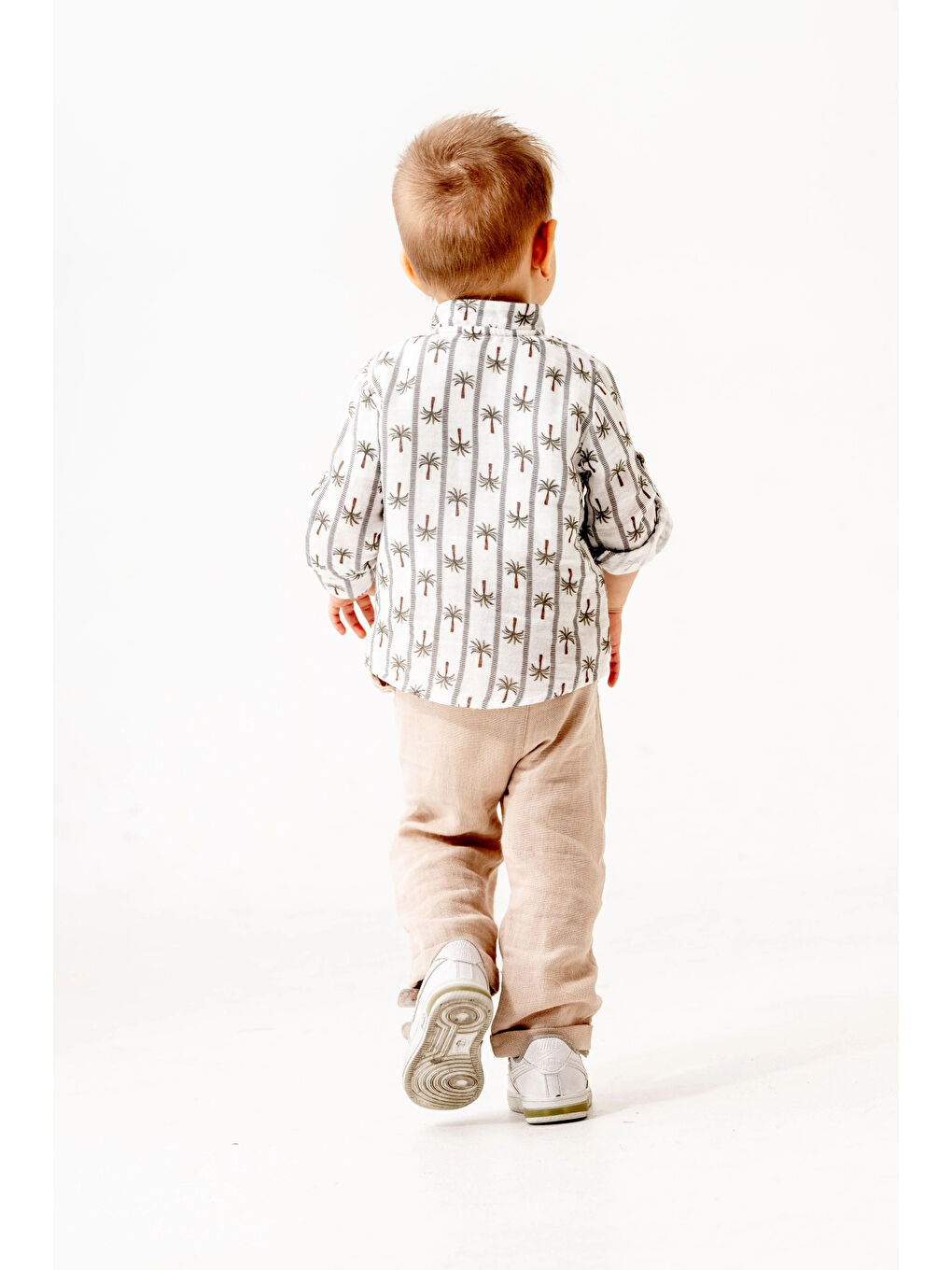 Kahverengi Palmiye Desenli Müslin Takım 6236-4