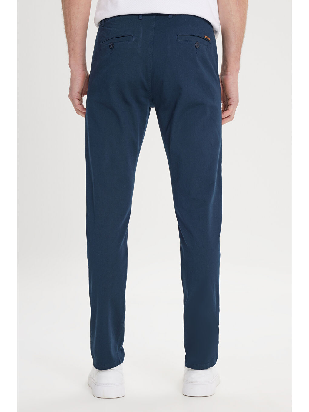 Erkek Lacivert Slim Fit Dar Kesim Yan Cep Pamuklu Esnek Chino Pantolon-5