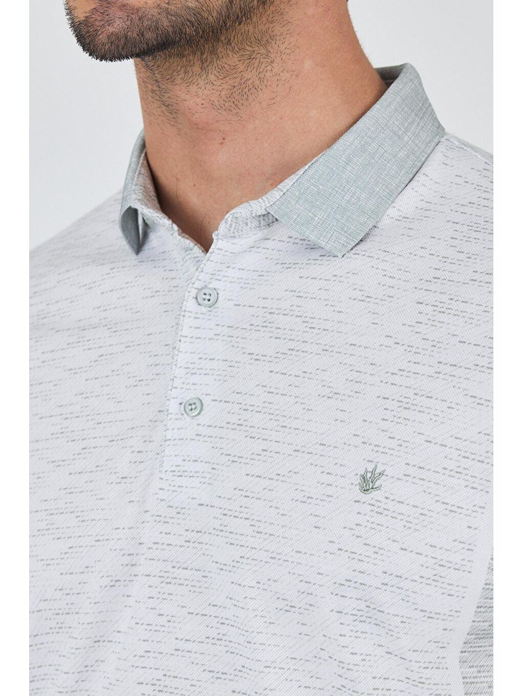 Turkuaz Kısa Kol Baskılı Pike Polo Yaka Cepsiz Slim Fit Tişört 1011250167-3