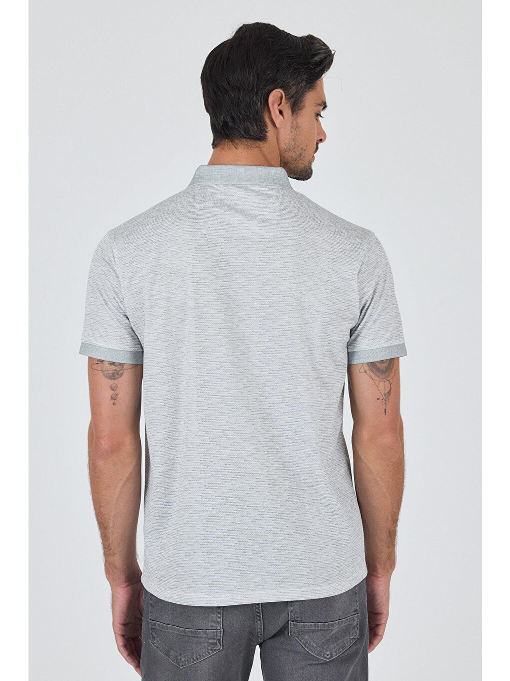 Turkuaz Kısa Kol Baskılı Pike Polo Yaka Cepsiz Slim Fit Tişört 1011250167-4