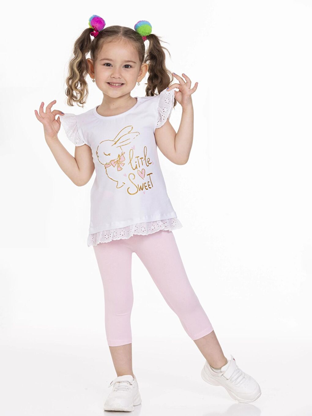 Pembe Tavşan Baskılı Taytlı Takım 63117