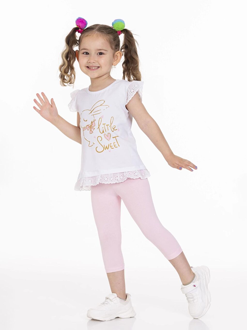 Pembe Tavşan Baskılı Taytlı Takım 63117-1