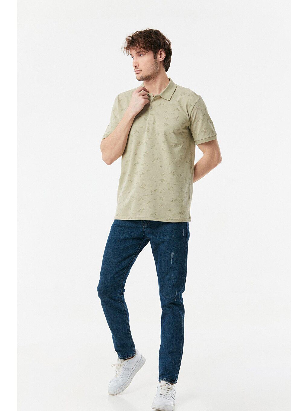 Turkuaz Yelken Desenli Polo Yaka Tişört-2