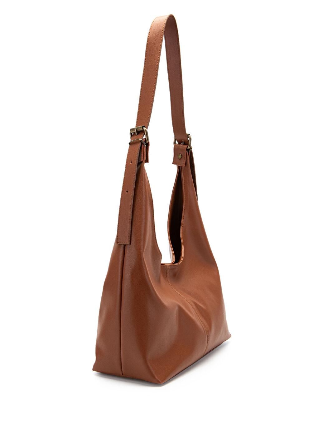 Kahverengi Suni Deri Cris Kemer Detaylı Salaş Kol Çanta Taba-1