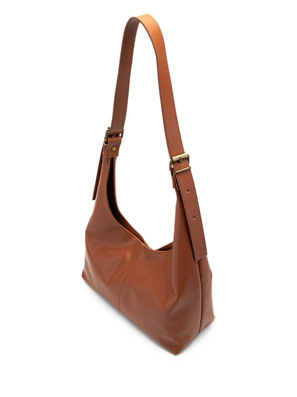 Kahverengi Suni Deri Cris Kemer Detaylı Salaş Kol Çanta Taba-2