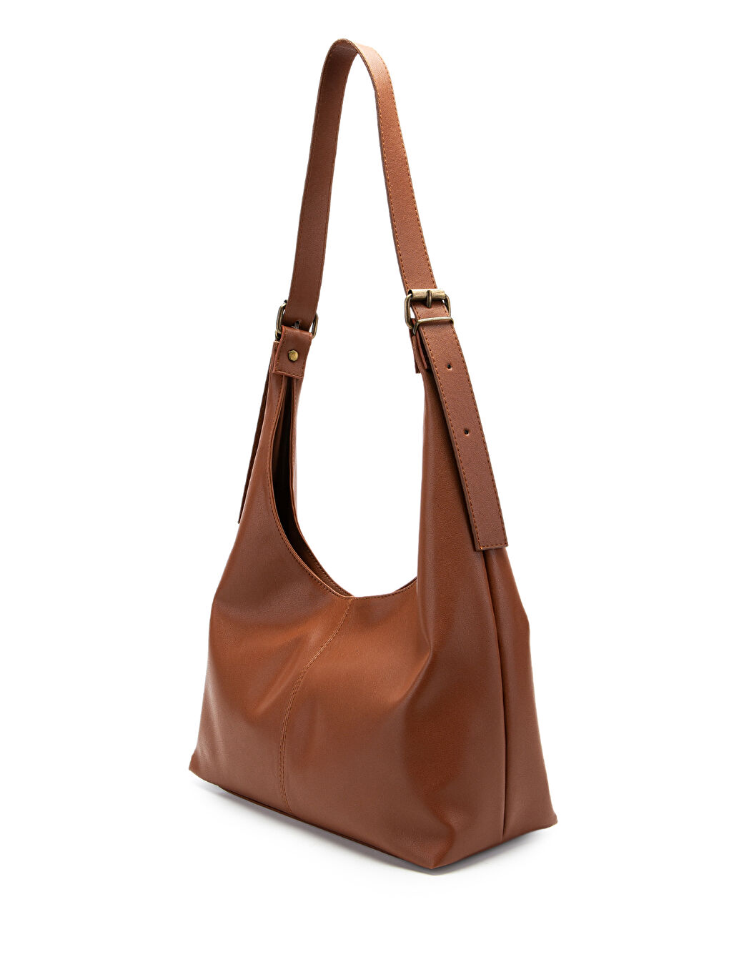 Kahverengi Suni Deri Cris Kemer Detaylı Salaş Kol Çanta Taba-3