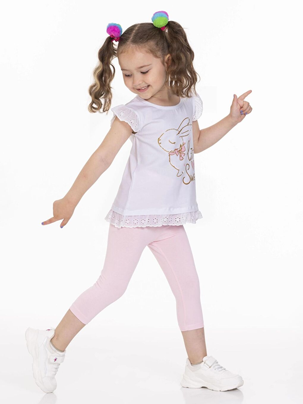 Pembe Tavşan Baskılı Taytlı Takım 63117-3