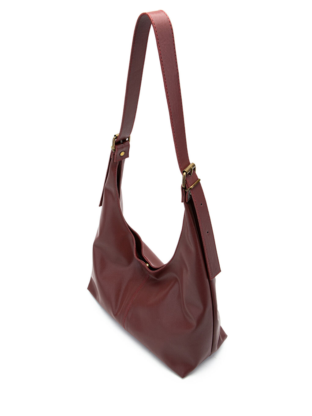 Suni Deri Cris Kemer Detaylı Salaş Kol Çanta Bordo-1