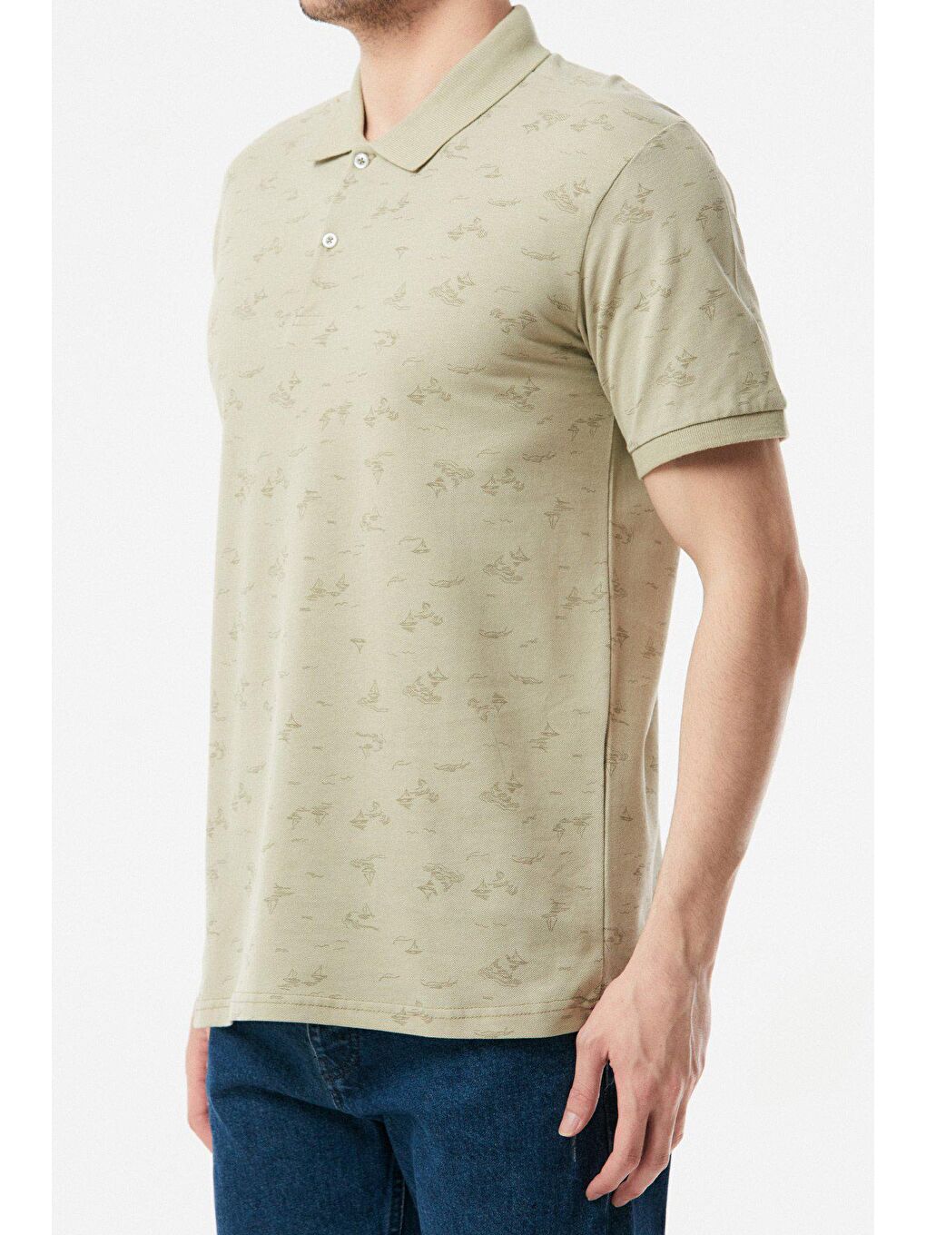 Turkuaz Yelken Desenli Polo Yaka Tişört-3