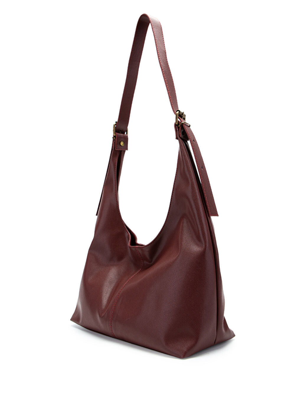 Suni Deri Cris Kemer Detaylı Salaş Kol Çanta Bordo-2