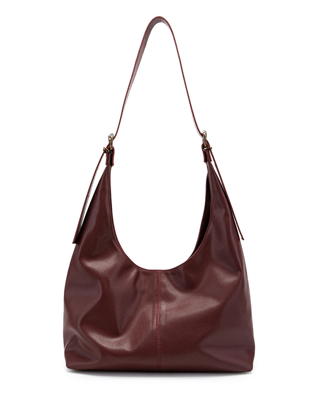 Suni Deri Cris Kemer Detaylı Salaş Kol Çanta Bordo-3