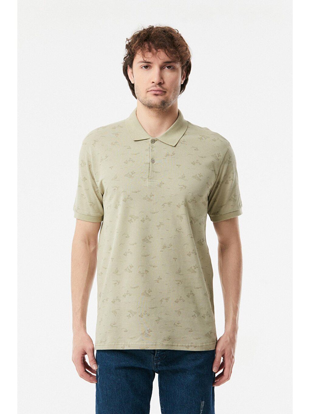 Turkuaz Yelken Desenli Polo Yaka Tişört-4