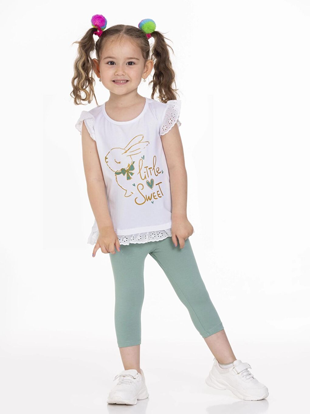 Yeşil Tavşan Baskılı Taytlı Takım 63117