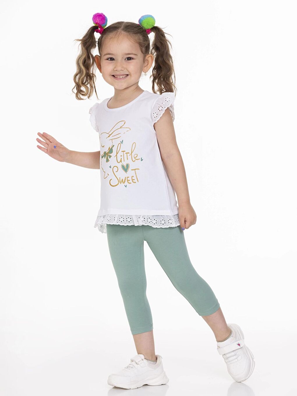 Yeşil Tavşan Baskılı Taytlı Takım 63117-2